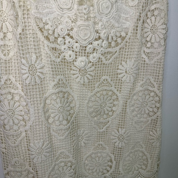 Yoana Baraschi Crochet Off‎ White Cream Lined Sleeveless Dress sz 4 - Picture 10 of 12